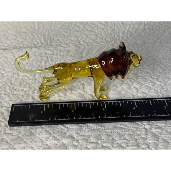 Blown Glass Lion Amber figure Vintage 2.5 inch tall - Picture 6 of 13